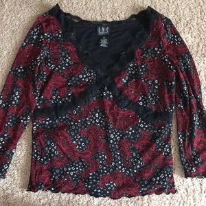 INC V-neck lace and Paisley top